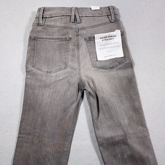 Good American Jeans Women 00/24 Good Curve Straight Gray Super High Rise 28" Ins - Picture 8 of 11
